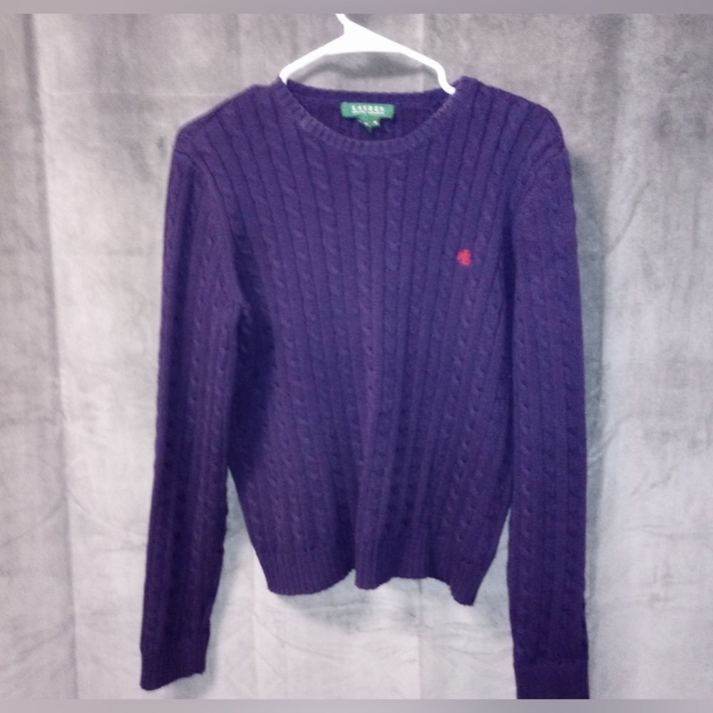 EUC Lauren Ralph Lauren Purple Crew Neck Sweater Size Medium - Picture 1 of 4